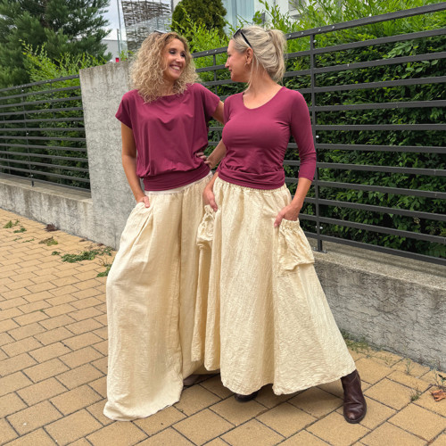 Volná sukně s kapsami - vanilková — foto 6