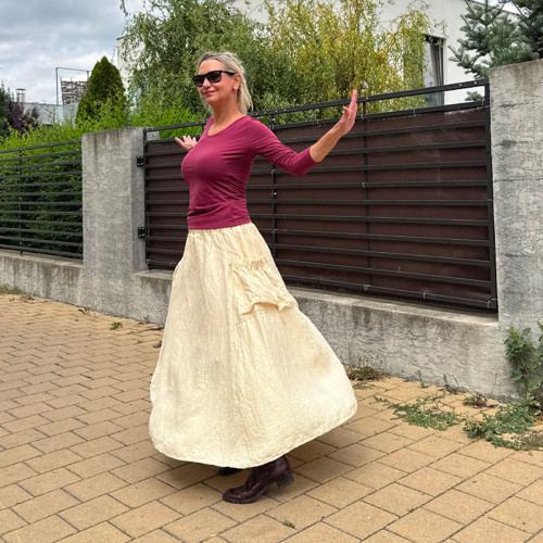 Volná sukně s kapsami - vanilková — foto 4