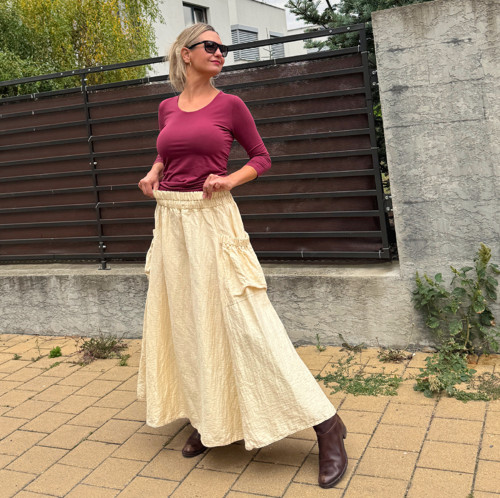 Volná sukně s kapsami - vanilková — foto 5
