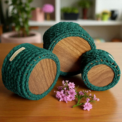 Háčkovaný košík Ø 10 | Malachite — foto 4