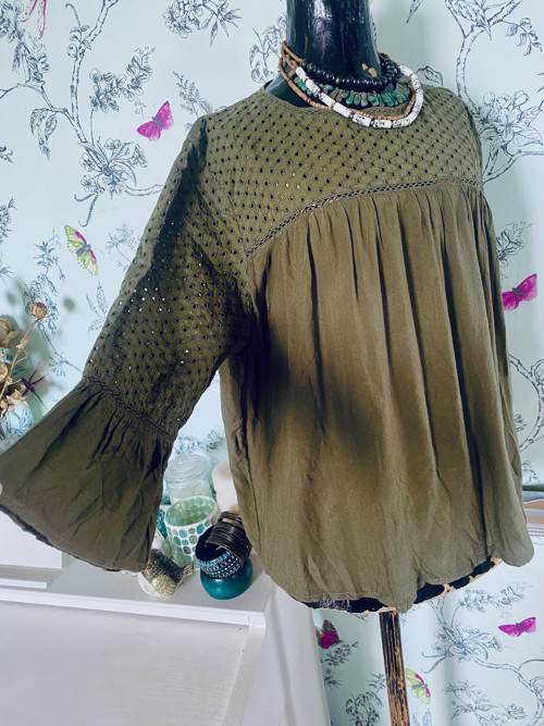 Halenka boho v olivové — foto 4