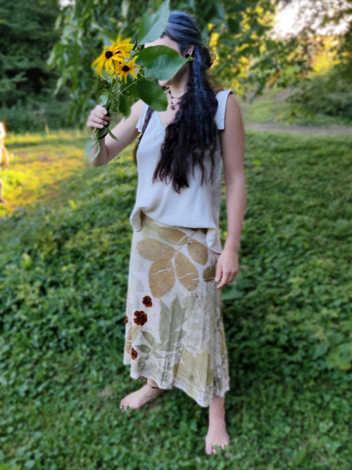 Viskózová A–sukně (ecoprint) — foto 3