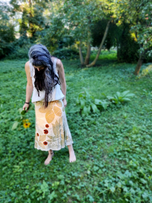 Viskózová A–sukně (ecoprint) — foto 6