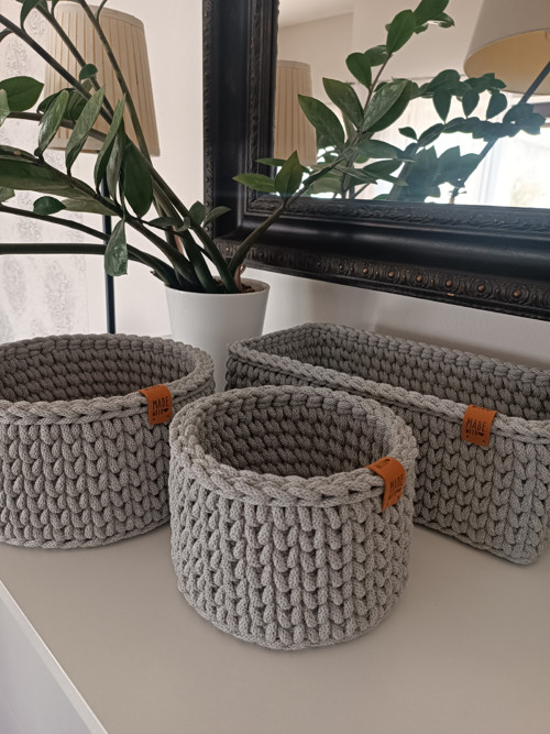 HÁČKOVANÉ KOŠÍKY SET 3 KS — foto 2