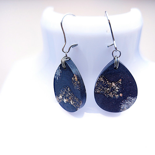 Black mystery earrings /25182/ — foto 3