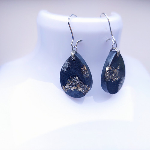 Black mystery earrings /25182/ — foto 2