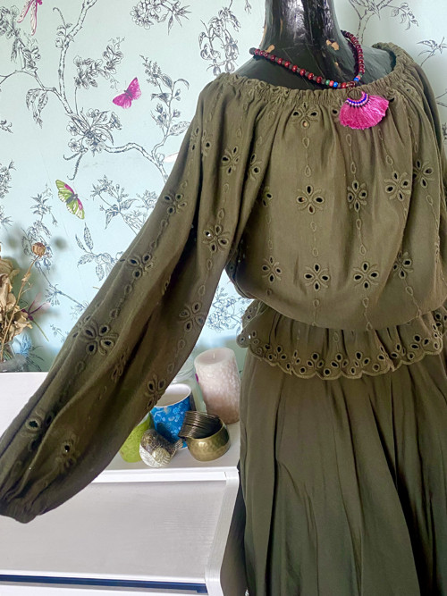 Top boho madeira v khaki — foto 4