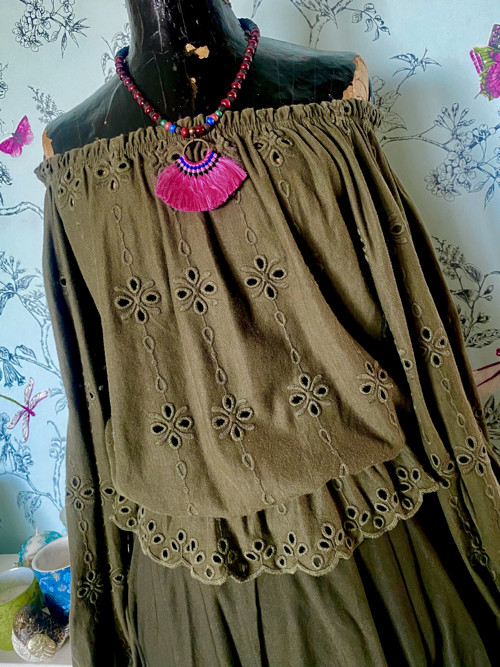 Top boho madeira v khaki — foto 2