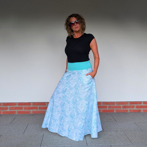 Sukně maxi paisley mentol — foto 2