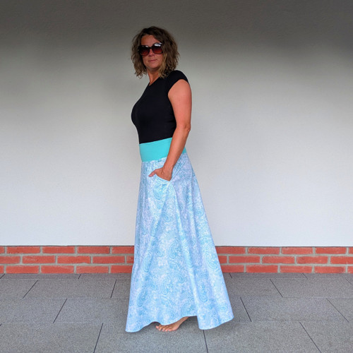 Sukně maxi paisley mentol — foto 5