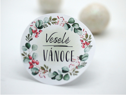 Veselé Vánoce samolepky 12 ks - velké — foto 2