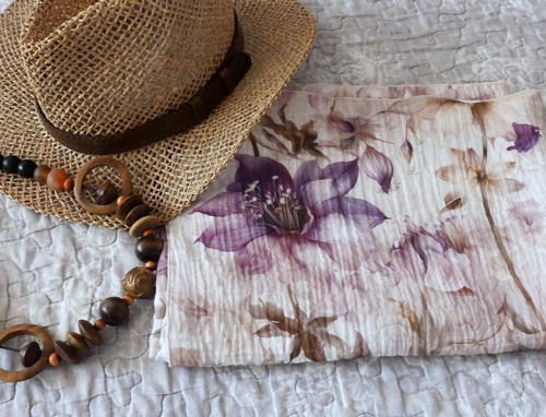 Mušelínový šál /šátek Clematis — foto 2