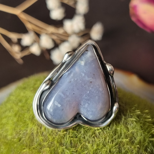 Prsten "Srdce ze sněhu" - chalcedon, 925/1000 — foto 2