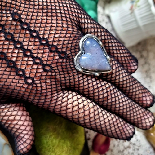 Prsten "Srdce ze sněhu" - chalcedon, 925/1000 — foto 6