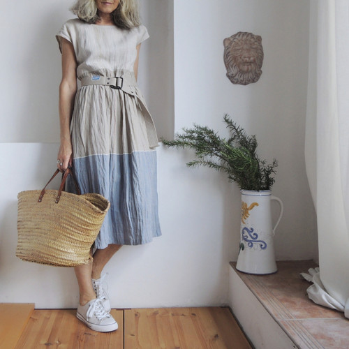 RUTH - Oatmeal / režná / modrá - šaty len — foto 2