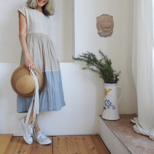 RUTH - Oatmeal / režná / modrá - šaty len — foto 3