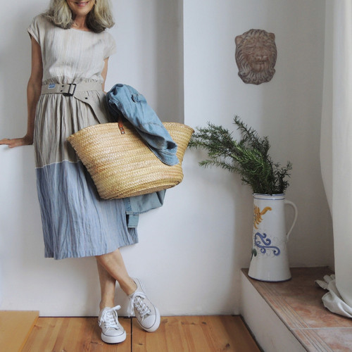 RUTH - Oatmeal / režná / modrá - šaty len — foto 4