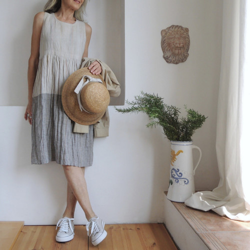 GERDA - Oatmeal / šedá - šaty len — foto 4