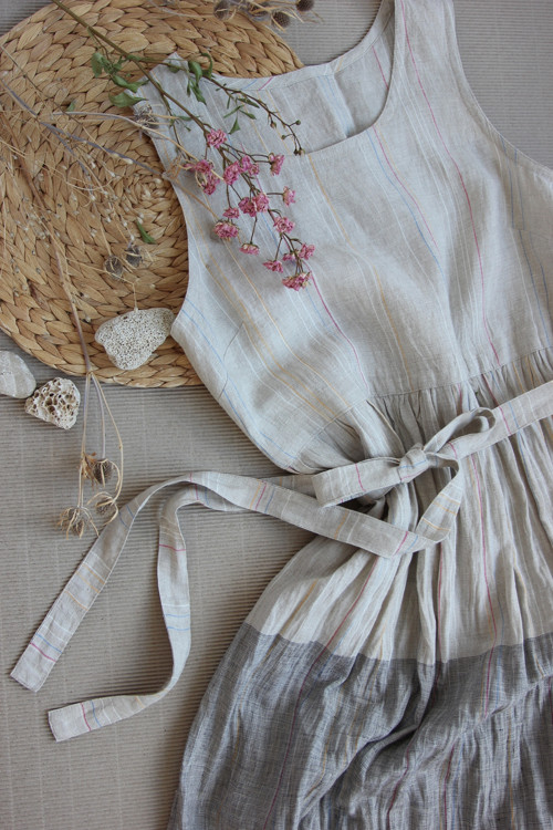 GERDA - Oatmeal / šedá - šaty len — foto 6