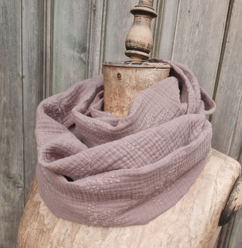 DOUBLE GAUZE * mauve * vyšívaný — foto 3