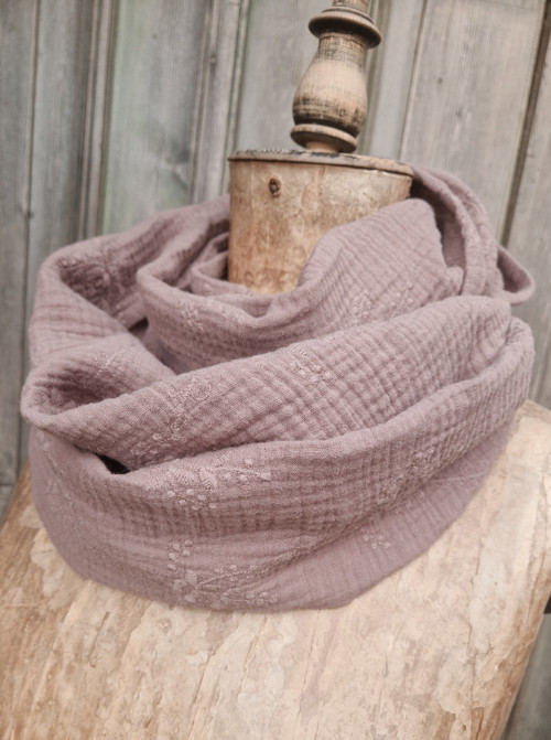 DOUBLE GAUZE * mauve * vyšívaný — foto 2
