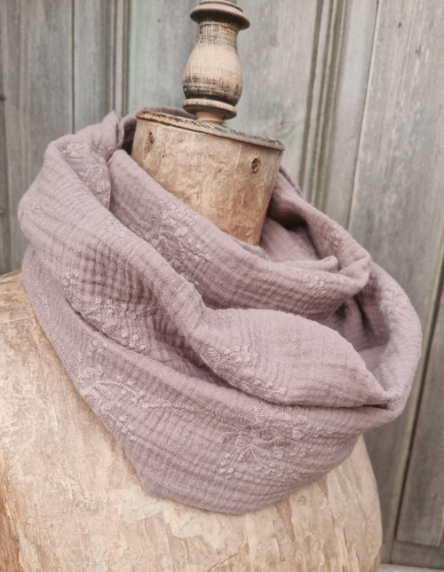DOUBLE GAUZE * mauve * vyšívaný — foto 5