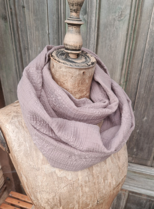 DOUBLE GAUZE * mauve * vyšívaný — foto 4