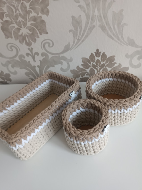 HÁČKOVANÉ KOŠÍKY SET 3 KS — foto 3