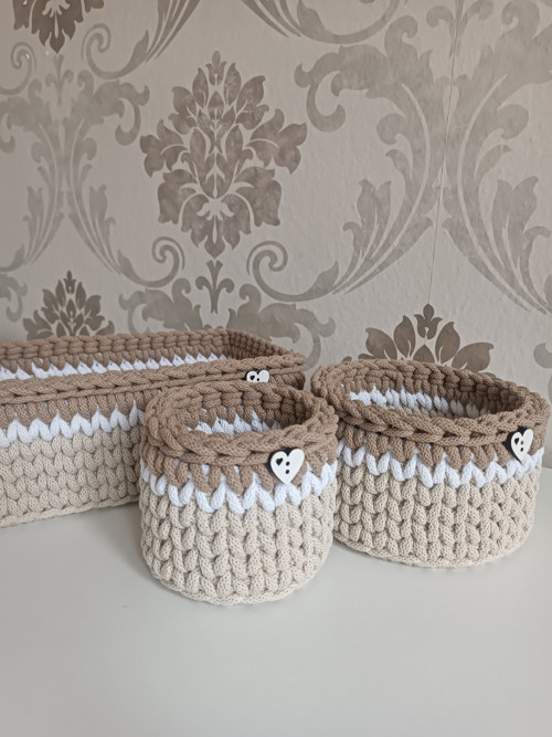 HÁČKOVANÉ KOŠÍKY SET 3 KS — foto 2