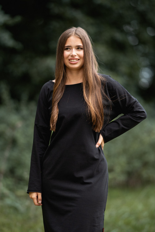 Šaty SAMANTA dlouhý rukáv černá — foto 2