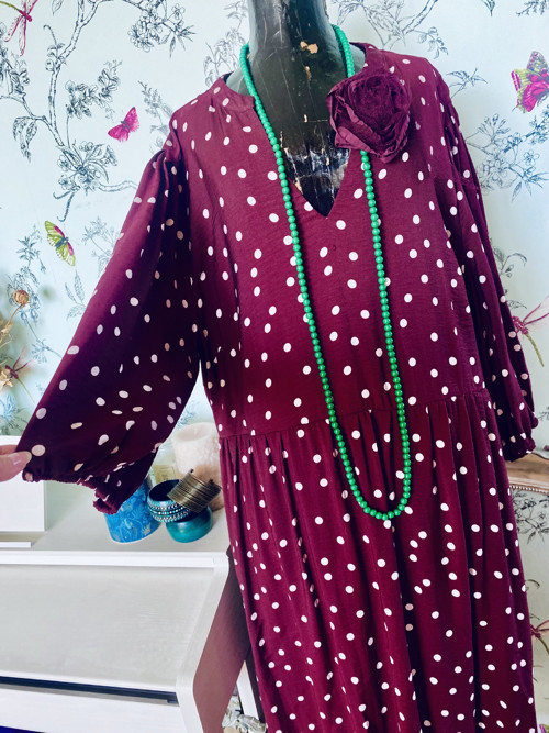 Šaty dots ve vínové. vel.44 — foto 3