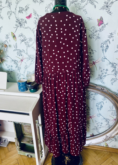 Šaty dots ve vínové. vel.44 — foto 5