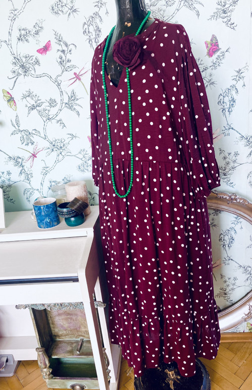 Šaty dots ve vínové. vel.44 — foto 4