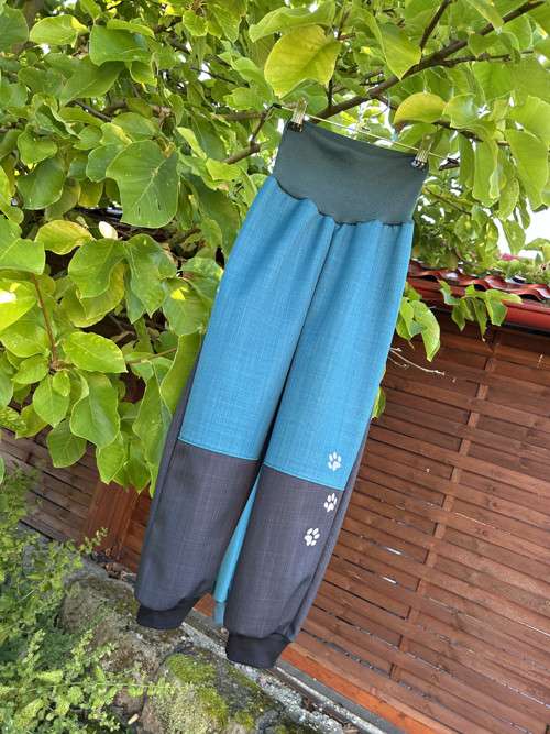 Softshell kalhoty ... ČERNÉ S TYRKYSOVOU — foto 2