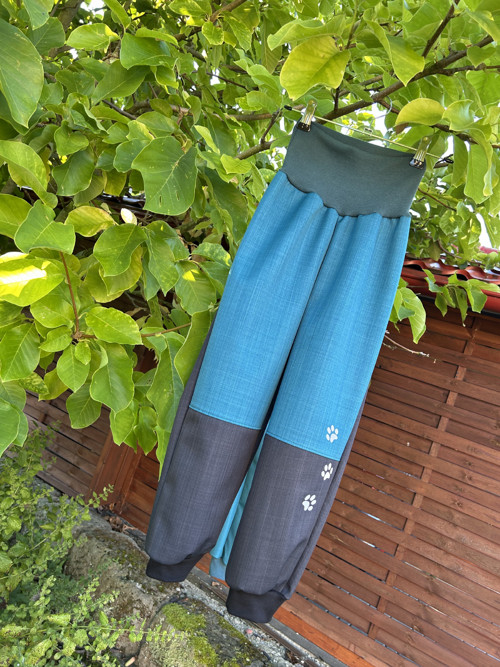 Softshell kalhoty ... ČERNÉ S TYRKYSOVOU — foto 3