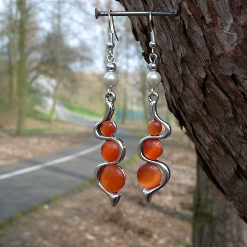 Náušnice - hravé vlnky orange — foto 4
