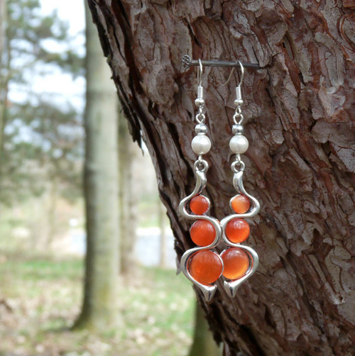 Náušnice - hravé vlnky orange — foto 2
