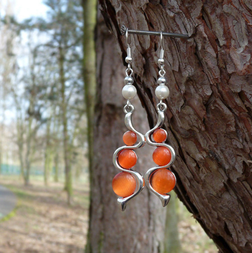 Náušnice - hravé vlnky orange — foto 3