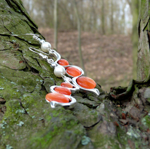 Náušnice - hravé vlnky orange — foto 6