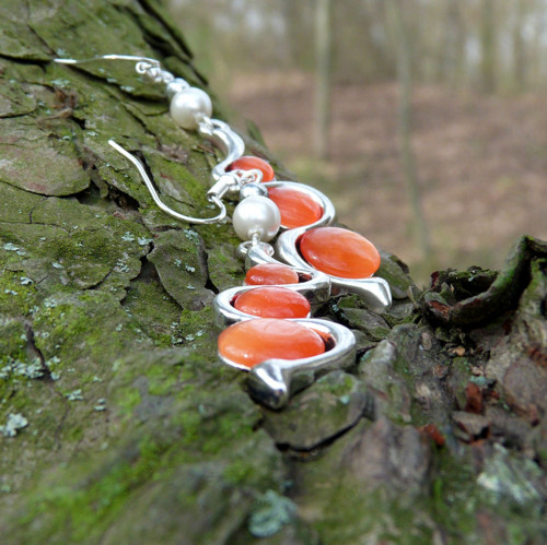 Náušnice - hravé vlnky orange — foto 5