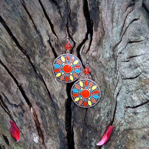 Náušnice - červená mozaika — foto 5