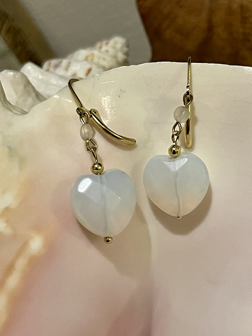 Náušnice opalit, zlacená chirurgická ocel — foto 4