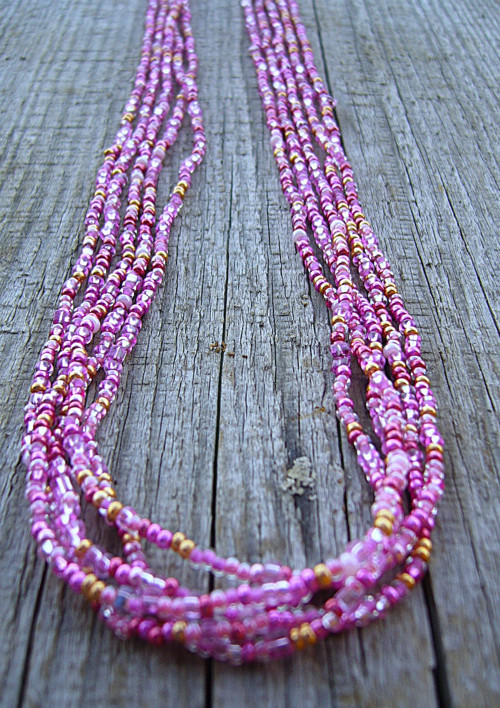 Náhrdelník rokajl pink/gold — foto 3