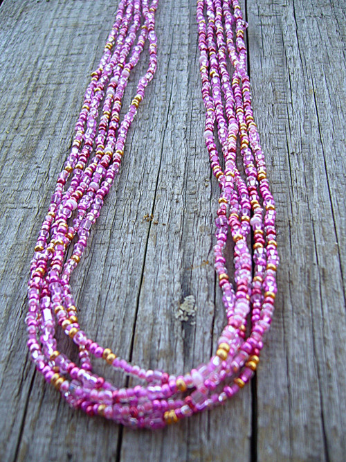 Náhrdelník rokajl pink/gold — foto 2