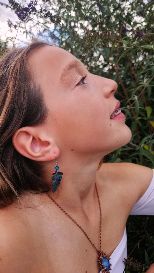 Pokovená kapradina - náušnice — foto 3