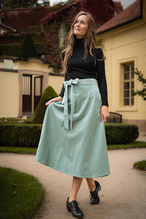 Půlkolová Manšestrová Midi Silnější - Mint — foto 5