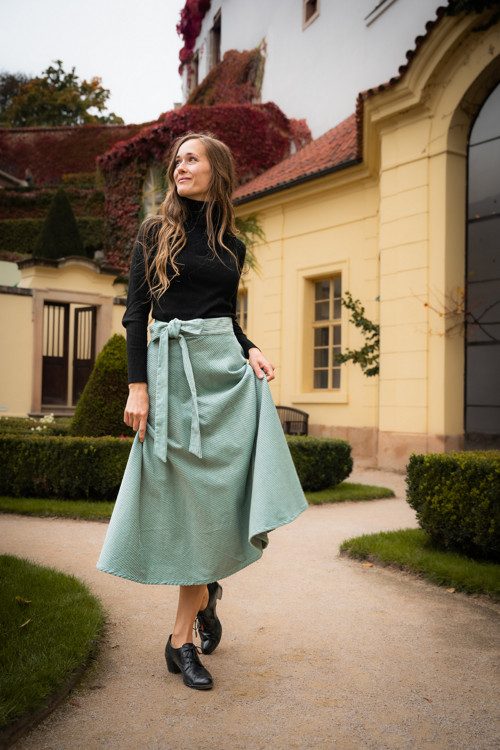 Půlkolová Manšestrová Midi Silnější - Mint — foto 4