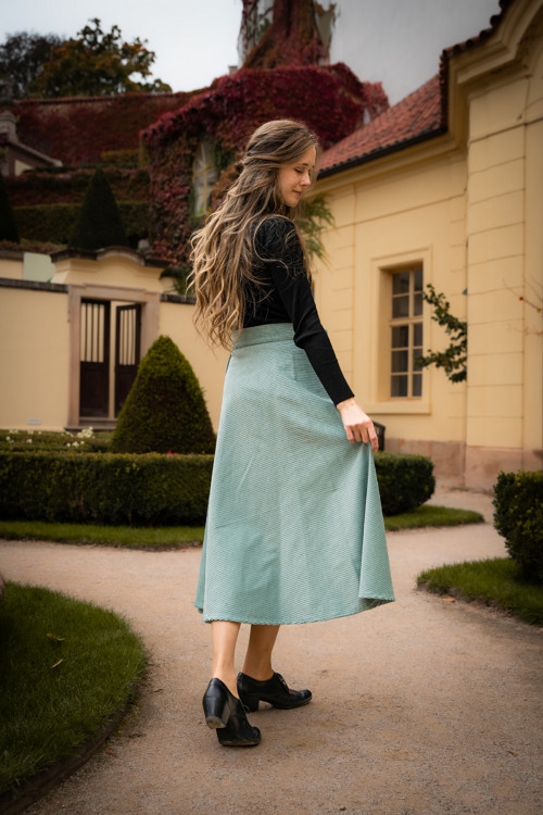 Půlkolová Manšestrová Midi Silnější - Mint — foto 2