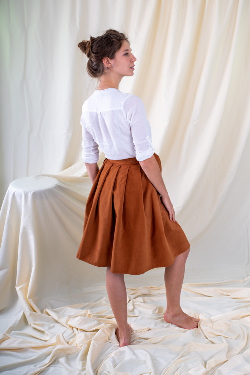 Manšestrová Koňaková Midi Sukně — foto 2