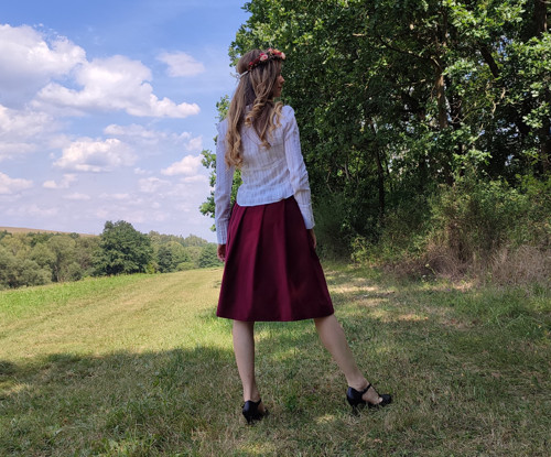 Manšestrová Bordó Sukně — foto 4